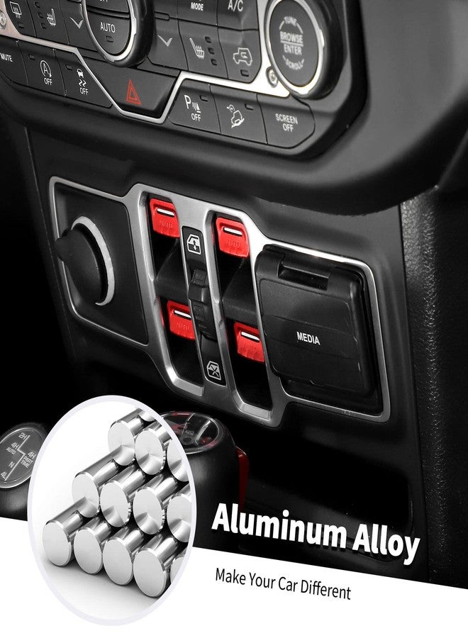 Jimen غطاء زر نافذة جيمين لسيارات جيب رانجلر JL/JT، عبوة من 4 قطع، غطاء مفتاح نافذة، ملحقات داخلية متوافقة مع سيارات جيب رانجلر JL وجلادياتور JT موديلات 2018-2023، مصنوع من سبائك الألومنيوم (أحمر). - Image 3